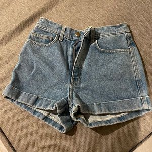 american apparel high waisted denim shorts